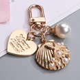 thumbnail image 2 of Jinsinto Faux Pearl Keychains Metal Heart Shell Key Chain Charms Key Ring Pendants Handbag Decorations 2pcs, 2 of 5