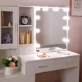 thumbnail image 4 of JBLCC Modern Makeup Vanity, Lighted Sliding Makeup Mirror, Vanity Desk with Drawers & Cabinet, White Vanity for Girls, 4 of 12