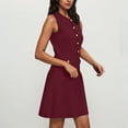 thumbnail image 6 of Karight Women's Formal Work Mini Dress Casual Summer Sleeveless Elegant Button Bussiness Office Outfits, 6 of 9