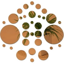 32 Pieces Round Acrylic Mirror Wall Stickers Circle Mirrors Wall Decals Self Adhesive Circle for Home Living Room Bedroom Decoration Brown DIY