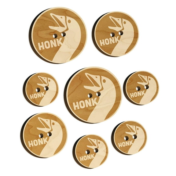 Goose Honk Laugh Wood Buttons for Crochet Knitting Sewing DIY Craft - 1.00 Inch Medium (7pcs)