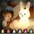 thumbnail image 1 of Luz nocturna táctil de conejo para bebés, 7 colores | Recargable por USB, temporizador, luz nocturna infantil, lámpara decorativa para Navidad, habitación infantil, regalo de cumpleaños, 1 of 5