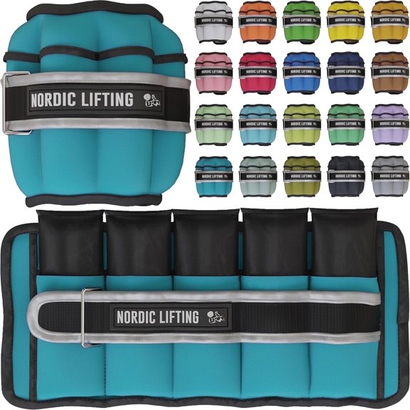 Nordic Lifting Adjustable Ankle Weights for Women & Men - 1lb, 2lb, 3lb, 4lb, 5lb Set -OceanBlue