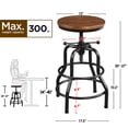 thumbnail image 3 of Taburete de bar Yaheetech Industrial Vintage Rustic Metal Brown, 3 of 9