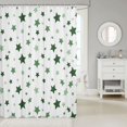thumbnail image 2 of Manfei Kawaii Stars Shower Curtain 72Wx72L,Lovely Polka Dot Bathroom Curtain,Green White, 2 of 5