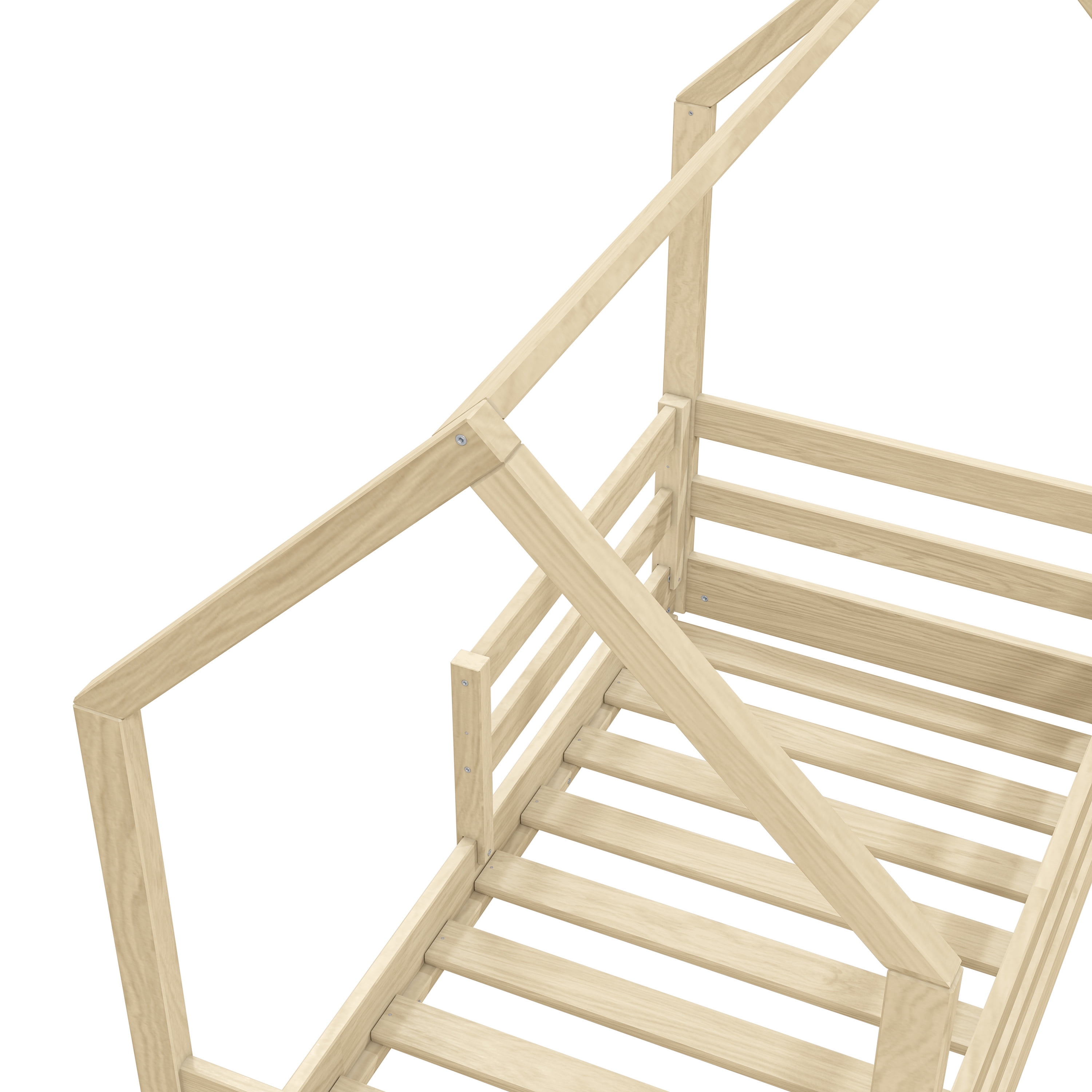 Kappesberg Sweet Dreams Toddler Bed with House Frame – Safe Crib-to-Big Kid Bed - Natural