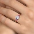 thumbnail image 4 of Gem Stone King 18K Rose Gold Plated Silver Ring Oval Topaz and Pink Moissanite (1.96 Cttw), 4 of 6