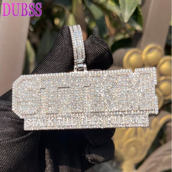 Dubss Iced Out Necklace for Men Stack Till They Kill Me Pendant 5A Cubic Ziconia Real Gold Plated Hip Hop Jewelry