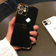 thumbnail image 5 of Bonita funda de TPU suave chapada en oro con forma de corazón para iPhone 16, 15, 11, 12, 13 Pro Max, 14, 16 Plus, X, Xs, Xr, 13 Mini, funda a prueba de golpes con airbag, 5 of 5