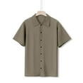 thumbnail image 4 of ohmzyzo Men's Button Down Shirts Short Sleeve Casual Cotton Shirts Summer Beach Wedding Shirts, 4 of 5