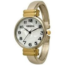 ExcellentWatcheInc- Geneva Metal Bangle Watch Classic Easy Read (TwoTone)
