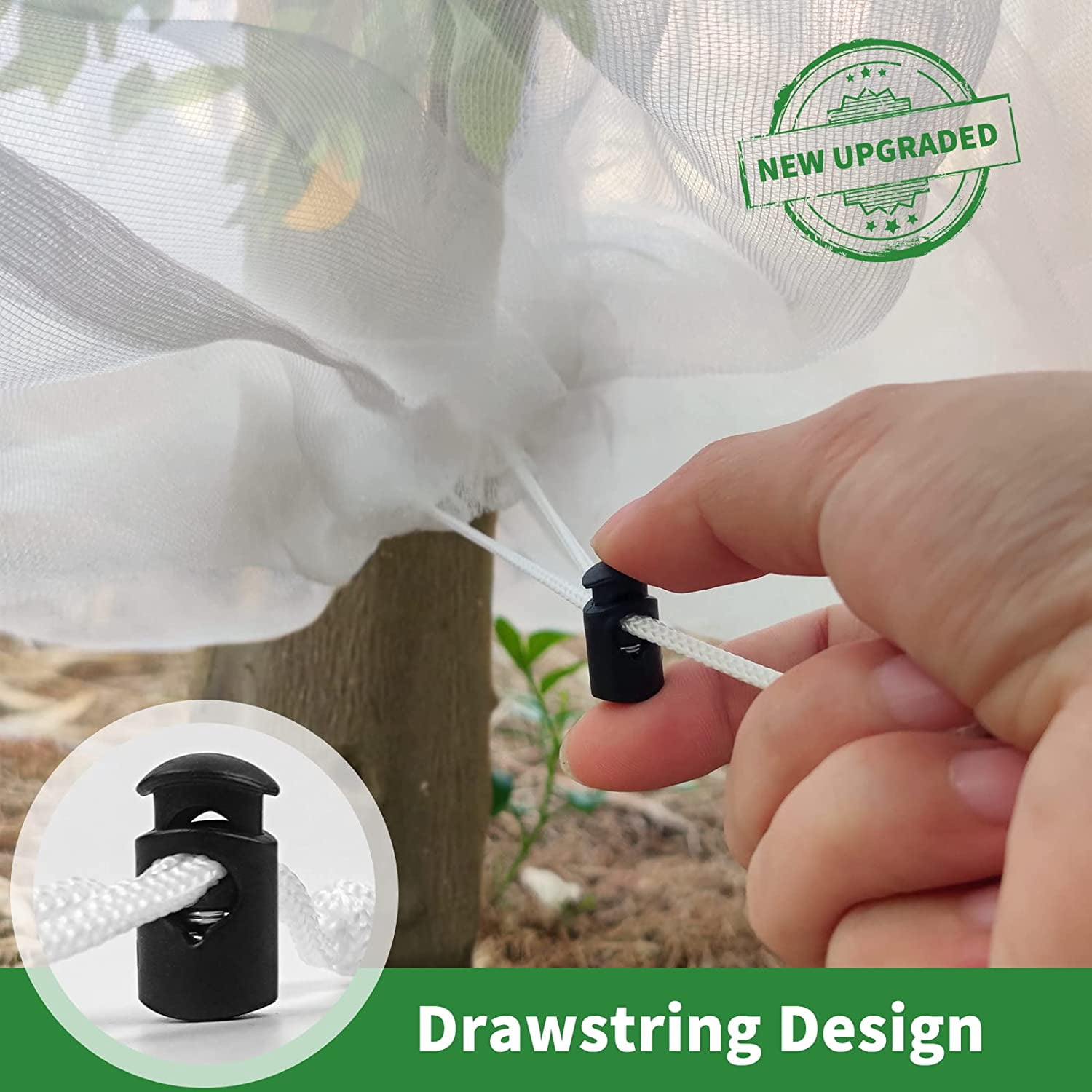 4 Pcs Garden Plant Fruit Tree Bird Netting Protection Blueberry Bushes Netting Covers Bags with Drawstring, 4 x 4.6 ft Shrubs Bush Tomato Strawberry Berry Barrier Mesh Cover Net Protector