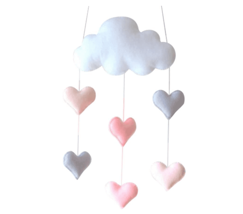 Bonbela Ceiling Mobile Hanging Cloud Decorations Heart Garland for Kids Room Baby Shower Wedding Birthday Party Backdrop Hanging Ornament 