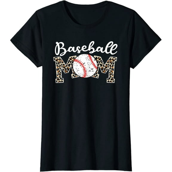 Softball Baseball Mom Leopard Tee Mother's Day T-Shirt