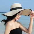 thumbnail image 3 of Women's Folable Floppy Hat,Wide Brim Sun Protection Straw Hat, Summer UV Protection Beach Cap, 3 of 5