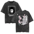 thumbnail image 2 of Camisetas lavadas de Anime Attack on Titan, camisetas gráficas de manga corta transpirables con estampado de doble cara, ropa de calle Vintage Y2k para hombres, 2 of 5