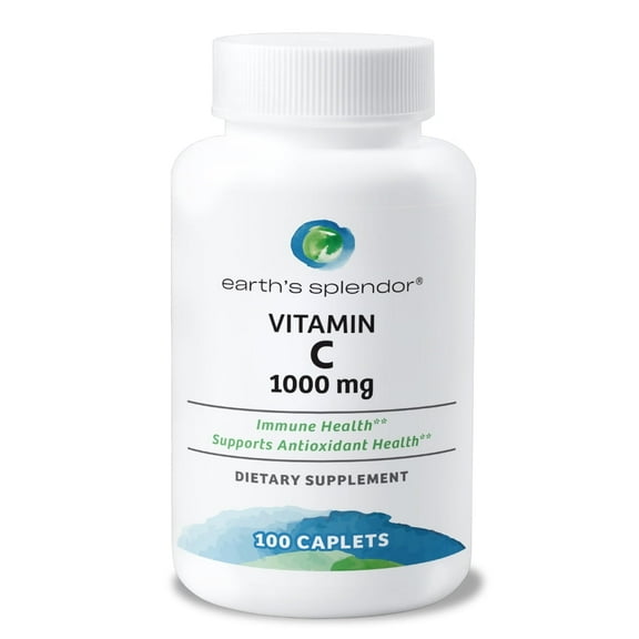 Earth's Splendor Vitamin C 1000 mg Dietary Supplement for Men & Women, Immune Support, Supports Antioxidant Health (100 Caplets, 3  Month Supply Per Bottle) - 2 Pack