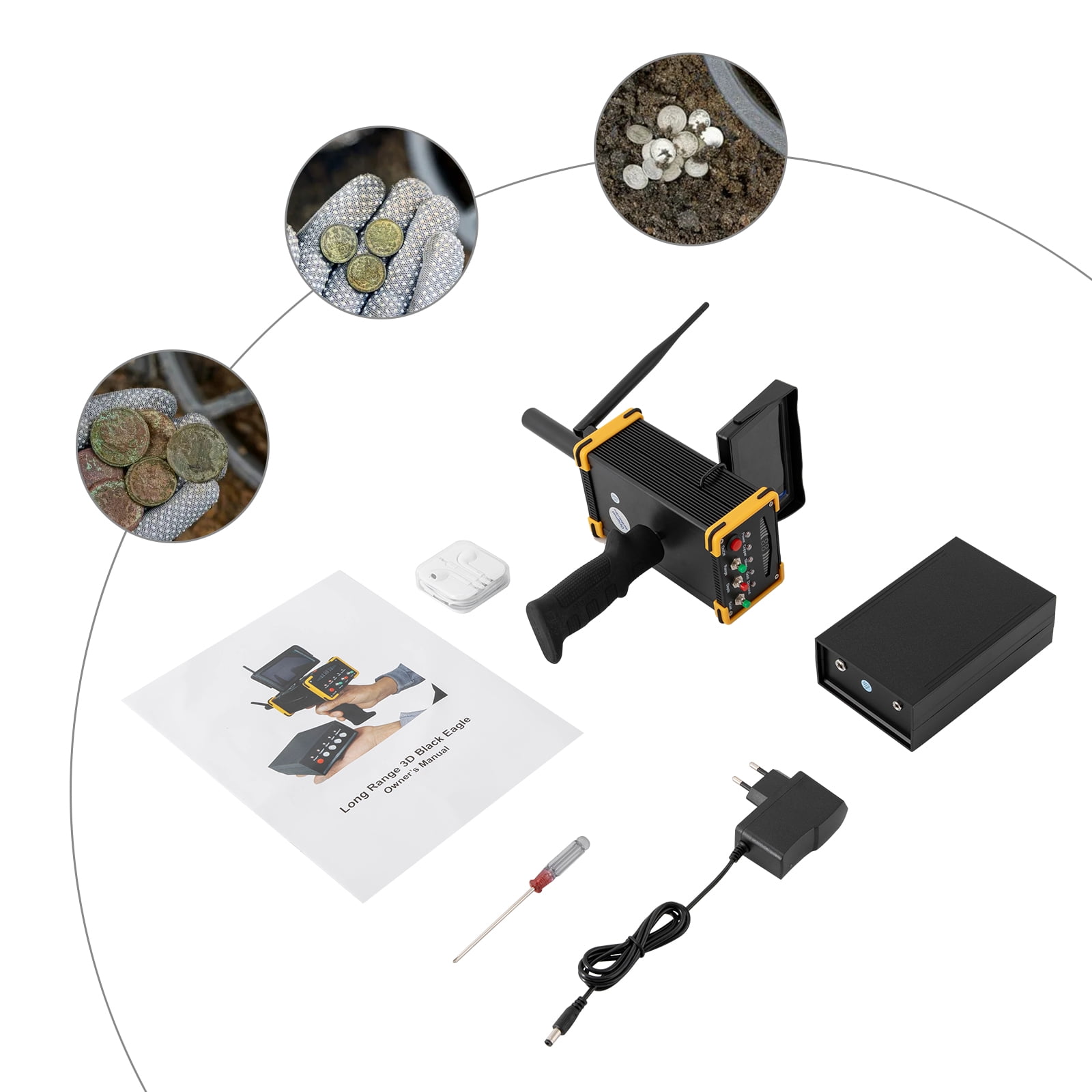 Miumaeov Metal Detector, Gold Finder Underground Metal Scanner with High Definition Screen  for Gold Silver Copper AC100‑240V