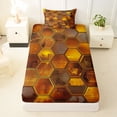 thumbnail image 3 of Erosebridal Watercolor Honeycomb Twin Sheet Sets, Brown Hexagon Bedding, 1 Flat Sheet, 1 Fitted Sheet and 1 Pillowcase, 3 of 5