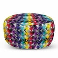 thumbnail image 1 of Colorful Pouf Cover with Zipper, Diagonal Geometrical Houndstooth Pattern in Rainbow Colors on Grey Background, Soft Decorative Fabric Unstuffed Case, 30" W X 17.3" L, Multicolor, by Ambesonne, 1 of 5