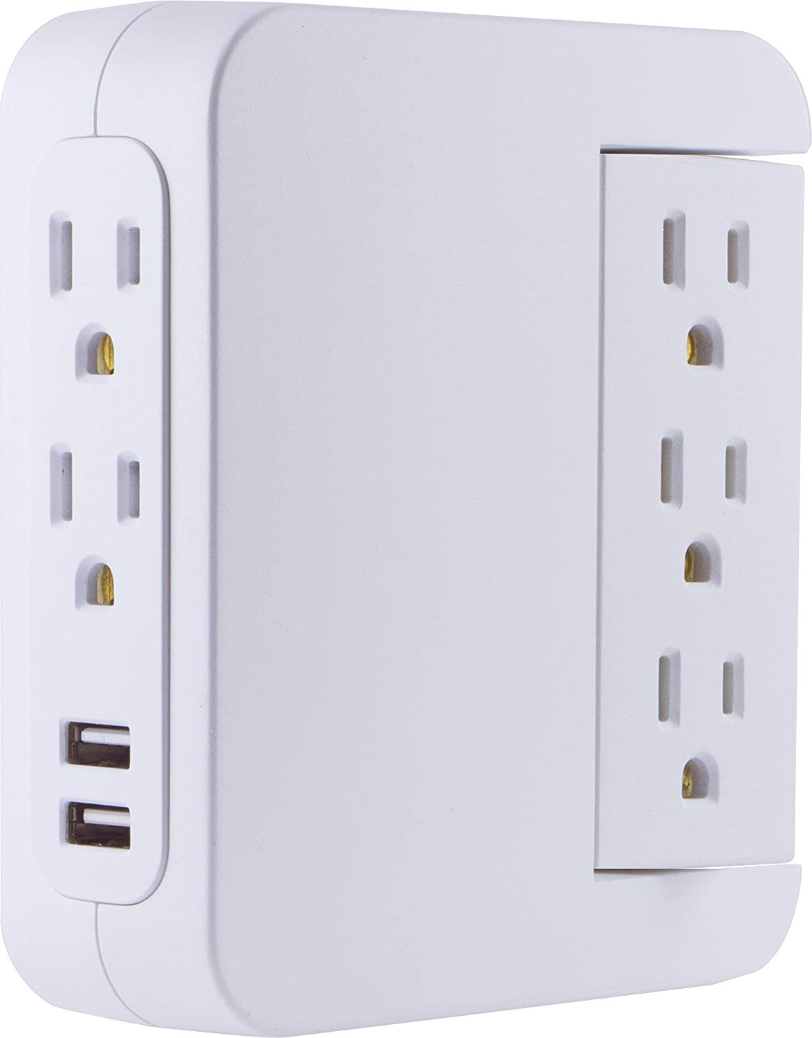 GE Pro 5 Outlet Sur Protector Wall Tap with Swivel Access White