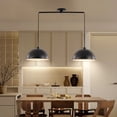 thumbnail image 2 of 2-Light Linear Pendant for Kitchen Island, 35.45 Inch with Metal Dome Shades, Dimmable, Black, 2 of 9