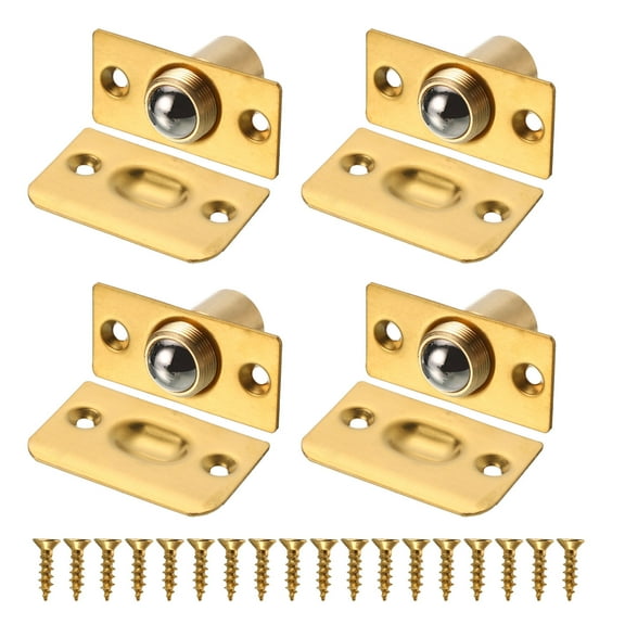 4Pack Closet Door Ball Catch Hardware Adjustable with Strike Plate Catch, Gold