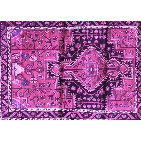 Ahgly Company Indoor Rectangle Persian Purple Traditional Area Rugs, 2' x 4'