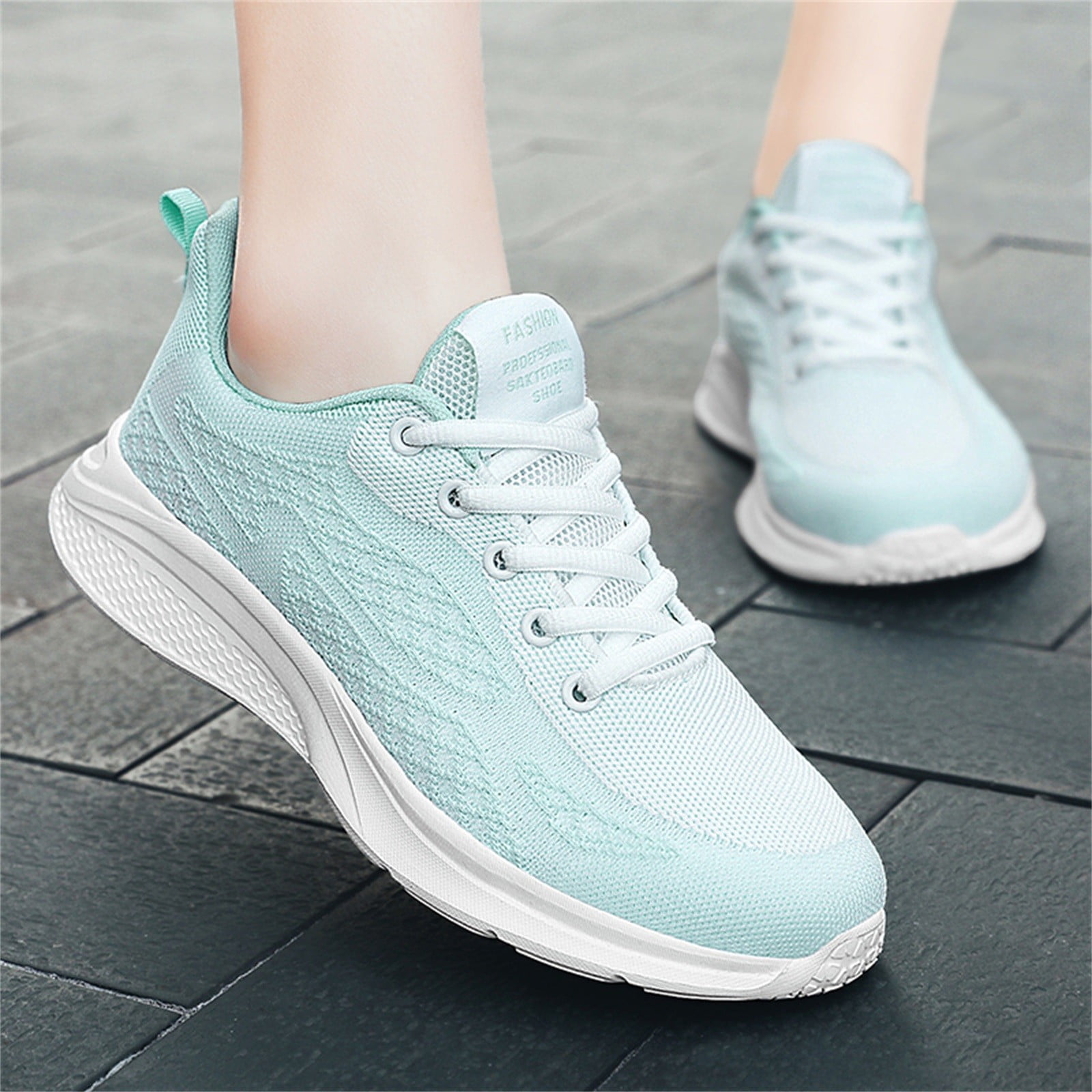 Women‘s Breathable Knit Sneakers Low Top Lace Up Lightweight Casual Shoes  Women‘s Fashion Comfy Shoes