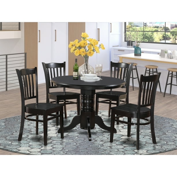 East West Furniture 5Piece Kitchen Table SetFinishBlack,Number of