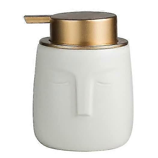 Unique Modern Soap Dispenser, Decorative Lotion Dispenser for Bathroom or Kitchen (White)