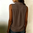 thumbnail image 5 of Kezqiaxn Sleeveless Tops for Women Summer Collared Button Up Shirt Loose Fit Work Blouses Fashion Clothing, 5 of 8