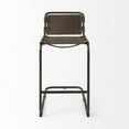 thumbnail image 2 of Maklaine 42" Dark Brown Leather with Gun Metal Gray Frame Stool, 2 of 11