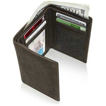 Ayli Men's RFID Blocking ID Window Leather Bifold Zipper Wallet ...