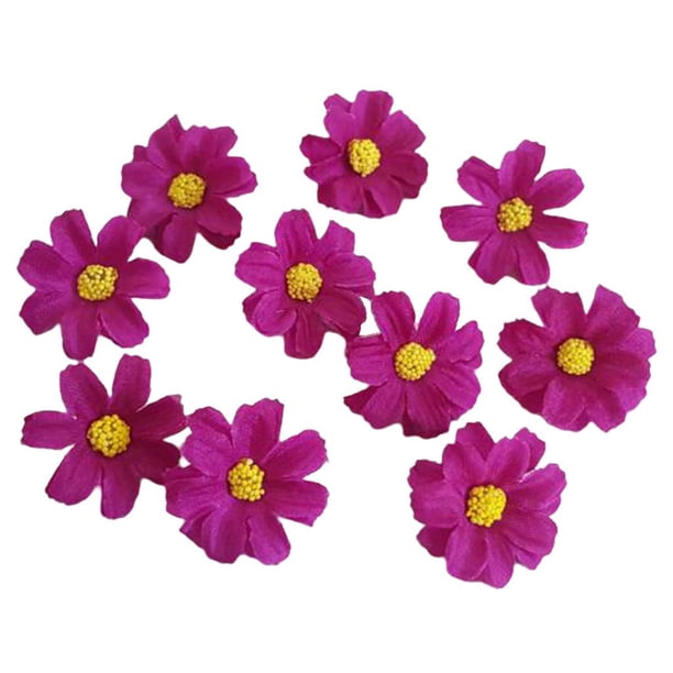 10 margaritas artificiales de tela, pequeñas flores falsas, decoración floral DIY Vino rojo