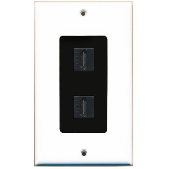 RiteAV - 2 Port HDMI 2.0 Decorative Wall Plate (White & Black)