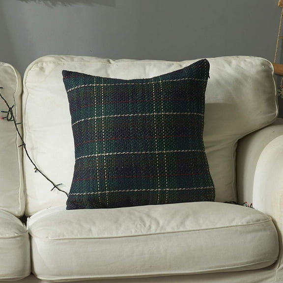 Décor Ur Space Retro Plaid Tartan Pillow Case Winter Farmhouse Cushion Covers for Sofa Bed Green