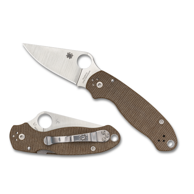 Spyderco Knives Para 3 C223MPCW Brown Micarta CPM-CruWear Steel Pocket Knife Cuchillo