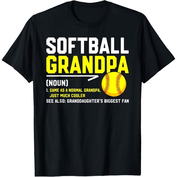 Softball Grandpa Definition Funny Men's Graphic T-Shirt Retro Sports Fan Grandfather Father's Day Gift Apparel