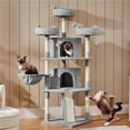 thumbnail image 5 of Yaheetech 69'' Large Cat Tree Tower with 2 Condos and Scratching Post, Light Gray, 5 of 10