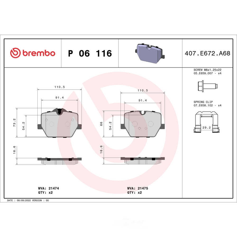 Brembo P06116 PRIME Low-Met Brake Pad Set