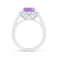 thumbnail image 2 of ANGARA Natural Cushion 2.2 ct Amethyst Cocktail Ring with Diamond Halo in 14K White Gold for Women (Size-8mm) | February Birthstone, Anniversary, Jewelry Gift for Women | Natural Amethyst Ring, 2 of 8