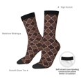 thumbnail image 2 of Yiaed Brown Gold Grid Print Great elasticity Crew Socks Sports socks for Men and Women, 2 of 5