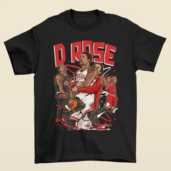 Derrick Rose D Rose Cartoon Style Chicago Basketball T-Shirt