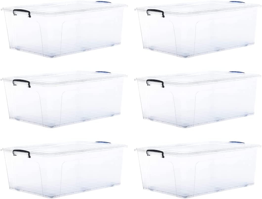 Superio Storage Containers With Wheels (6 Pack), Stackable Large