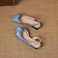 thumbnail image 2 of SACFOF Women Chunky Block Mid Heel Square Toe Sandals Ankle Strap Slingback Bow-knot Party Cute 1.5 Inches Heels, 2 of 6