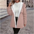 thumbnail image 6 of Women's Long Sleeve Hooded Jacket, Mid-Length Fleece Lined Coat with Pockets, Solid Color Casual Outerwear for Women, Soft Plush Inner Lining Winter Jacket, Comfortable Warm Zip Up Hooded Coat Pink L, 6 of 9