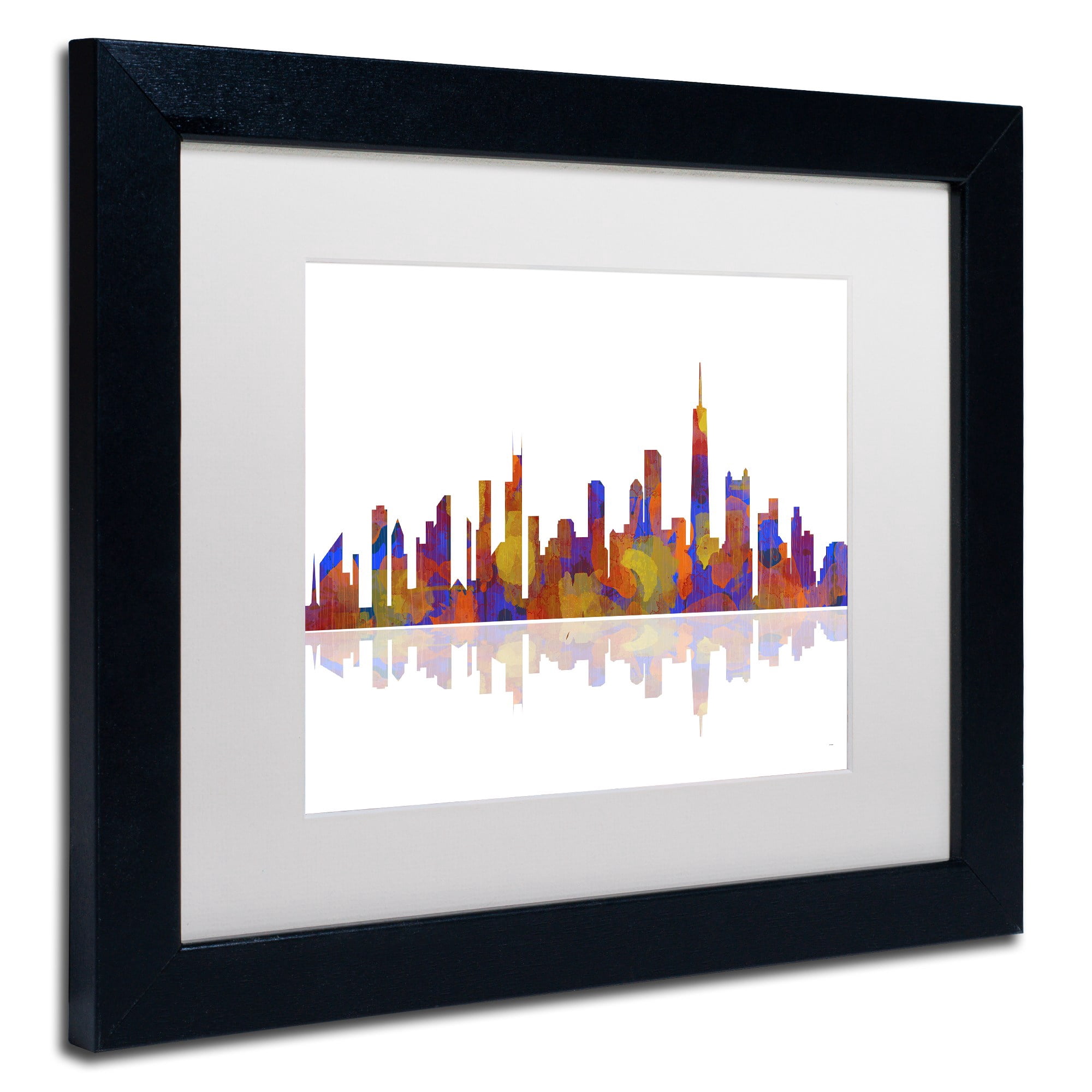 Trademark Fine Art "Chicago Illinois Skyline 2" Canvas Art by Marlene Watson White Matte, Black Frame