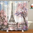 thumbnail image 2 of 72 x 72 Inch Waterproof Paris Eiffel Tower Bathroom Shower Curtain Romantic Lover Pink Flower Polyester Fabric Bathroom Curtain Ideas, 2 of 5