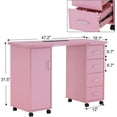 thumbnail image 3 of BarberPub Makeup Vanity Desk with Storage Drawer and Cabinet, Nail Desk with Wheels, 3 of 8